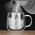 Large Double Walled Glass Coffee Mugs Beer Cups 24oz set of 2, Insulated Clear Borosilicate Glass Tea Lemonade Cups with Handle - Image 6