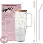 Sip-Sip Hooray! Classic Ghosties 40oz Glass Tumbler with Lid and Straw - Image 2