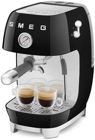Smeg ECF03 Made in Italy Retro Espresso Machine with Cold Brew, 15 Bar Pump, Thermoblock Heating, Steam Wand, Adjustable Temperature, 47 oz Water Tank- (Black) - Image 2