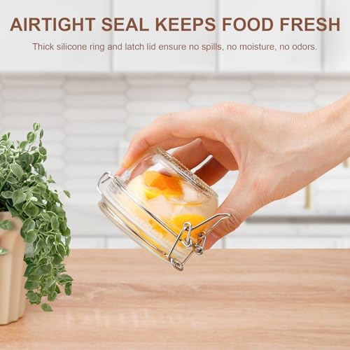 4oz Mini Airtight Glass Jars with Clamp Lid - Small Spice, Jam & Honey Jars for Kitchen Pantry Storage, Cute Clear Sauce Containers for Seasoning, Sugar, Salt, Wedding & Party Favors - Image 3