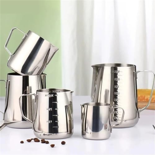 Milk Frother Cup Stainless Steel Measuring Milk Frother Pitcher, Stainless Steel Latte Jug, Essential Barista Accessory for Espresso & Coffee Art(1000ml) - Image 2