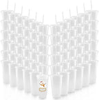 YOUKE OLA 72 Pack Plastic Tumblers with Straw and Lid Reusable Plastic Cups Drinking Straw Tumbler Bulk Customizable Iced Coffee Cup Water Bottle for Vinyl DIY Parties Birthdays 24oz Frosted by YOUKEOLA