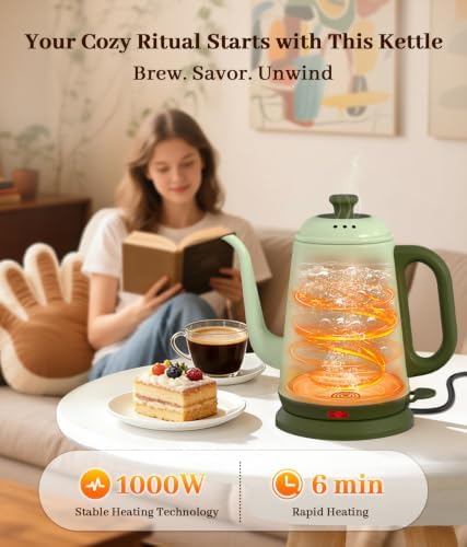 Gooseneck Electric Kettle 1L, 1000W, Pour-Over Coffee & Tea - Image 2