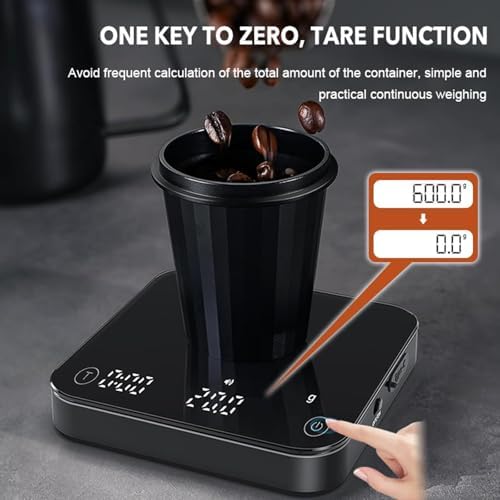 Digital Coffee Scale, Rechargeable Espresso Scale with Tare Function, 0.1g Precision, LED Display, Manual/Automatic Timing for Espresso and Pour Over Brewing - Image 4