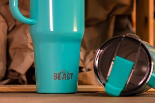 Beast 42 oz Tumbler with Handle Stainless Steel Vacuum Insulated Coffee Ice Cup Double Wall Travel Flask (Aquamarine Blue) - Image 3