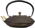 1100ml Flat Japanese Cast Iron Teapots Tetsubin Tea Kettle With Stainless Steel Infuser/Strainer Set, Anti Rust Enameled Interior by MGEMJMJ