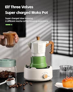 Bincoo MIni Triple Valve Moka Pot for One Person,Aluminium Stovetop Espresso Coffee Maker 1 Cup,High Pressure Rich Crema Moka Pot for Home Travel (White-green 1 cup) - Image 4