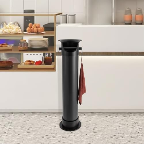Knock Box for Coffee Grounds,Commercial Floor Standing Knockbox w/Removable Base,Coffee Knock Box,Coffee Grind Collection Dump Bin,Grounds Bucket w/Garbage Bags and Towels for Kitchen,Office (Black) by Unknown