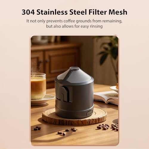Portable Electric Burr Coffee Grinder with Rechargeable Pour Over Coffee Set Stainless Steel Conical Burr 1500mAh Battery for Camping Travel Office Outdoors (White) - Image 4