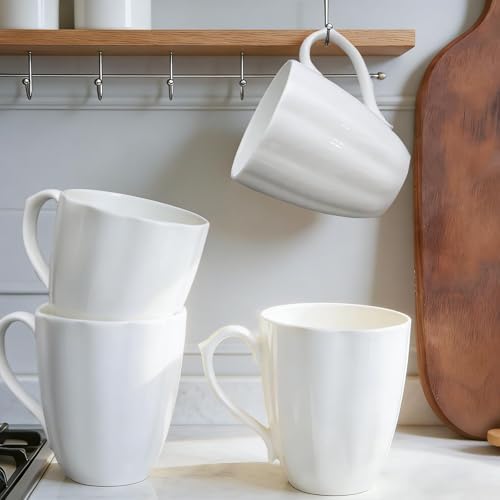 Fine Bone China Coffee Mugs Set of 4, 12 oz, Pumpkin Shaped - Image 4
