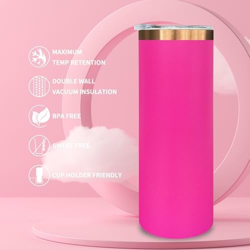 20 oz Skinny Tumblers Bulk with Lids and Straws Rosy,8 pack - Image 3