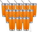 COMOOO 20oz Double Wall Vacuum Insulated Travel Mug Bulk Stainless Steel Tumbler with Lid and Straw Durable Powder Coated Insulated Coffee Cup for Cold & Hot Drinks (Orange, 12 pack by COMOOO