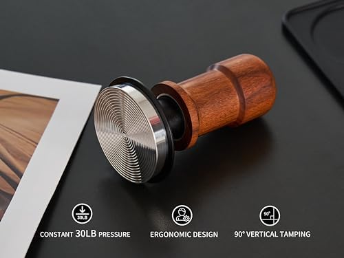 58mm Espresso Tamper, Premium Barista Coffee Tamper with Constant 30lb Calibrated Spring Loaded,Stainless Steel Base and Mahogany Handle.Fits for All 58mm Portafilters,Espresso Accessories - Image 3