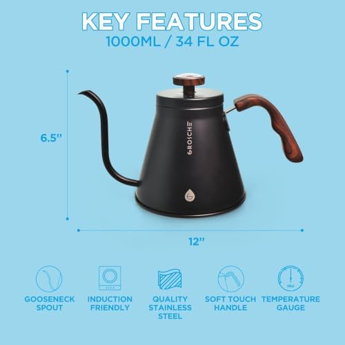 GROSCHE Marrakesh Gooseneck Pour Over Kettle Stovetop - 34 fl. oz (Blue) - Image 3