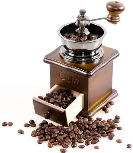 Manual Coffee Bean Grinder Vintage Wooden Burr Mill Hand Crank - Image 3