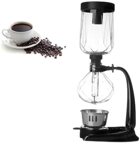 Glass Siphon Coffee Maker, Vacuum Technology Tabletop Pot for Brewing Hot Tea, Large Capacity for 3-4 Guests, Heat-Resistant -30°C to 180°C for Home and Office by Unknown