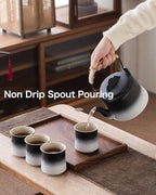 ZENS Japanese Tea Set with 4 Cups, 33.8oz Ceramic Infuser Pot for Loose Tea - Image 3