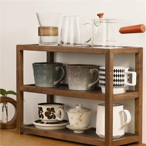 3-Tier Solid Wood Coffee Mug Display Rack, Kitchen Cabinet Storage, Multi-Functional Seasoning, Cup Holder for Kitchen, Office or Living Room - Image 5