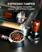 51mm Espresso Tamper, 30lbs Spring Loaded, Rosewood Handle, Ripple Base - Image 2