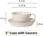 Cappuccino Cups with Saucers, 10 oz Ceramic, Set of 4 - Image 4