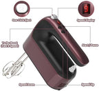 Yomelo 9-Speed Digital Hand Mixer Electric, 400W Powerful DC Motor, Hand Mixer Electric Handheld with Snap-On Storage Case, 5 Stainless Steel Accessories, Beaters, Dough Hooks, Whisk(Grape Purple) - Image 2