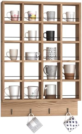 Wooden Coffee Mug Display Rack, Wall Mounted Coffee Cup Holder by WYJREES