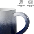 Set of 4 Large 16oz Ceramic Coffee Mugs – Stoneware Coffee Mug Tea Cup Set, 5.25” x 3.75”, Blue/Ivory - Image 5