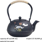 tetsubin Cast iron Tea Kettle workshop Healthy japanese Tea pot with Stainless Steel Infuser（40 oz） - Image 2