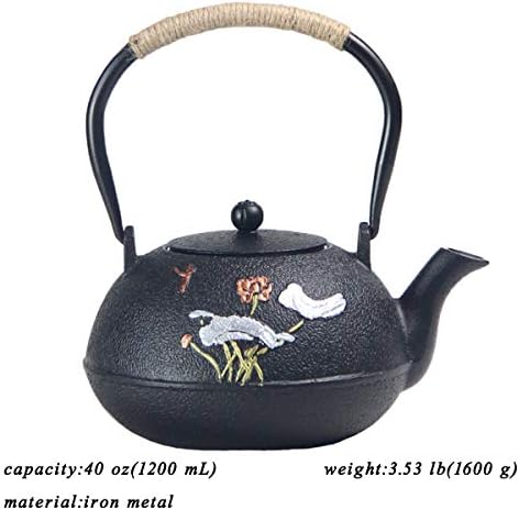 tetsubin Cast iron Tea Kettle workshop Healthy japanese Tea pot with Stainless Steel Infuser（40 oz） - Image 2