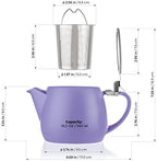 Tealyra - Pluto Porcelain Small Teapot Violet - 18.2-ounce (1-2 cups) - Matte Finish - Stainless Steel Lid and Extra-Fine Infuser To Brew Loose Leaf Tea - 540ml - Image 6