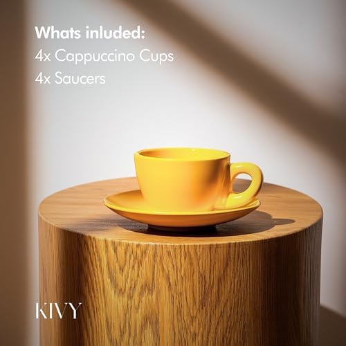 KIVY Cappuccino Cups set - 4x 8oz - Thick-walled stoneware cappuccino cup - Image 5