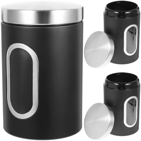 Sewroro 3pcs Stainless Steel Airtight Canisters with Window for Beans Spice by sewroro