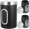 Sewroro 3pcs Stainless Steel Airtight Canisters with Window for Beans Spice by sewroro