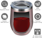 MEWAY 12oz/12 Pack Wine Tumbler Glasses with Lid -Double Wall Vacuum Stainless Steel Travel Tumbler Mug,Stemless Insulated Wine Cup for,Coffee,Cocktails,Gifts (Rose gold,Set of 12) - Image 3