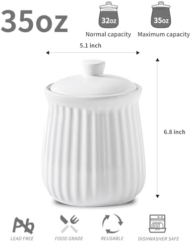 Hasense Kitchen Storage Containers, 35 oz Kitchen Canister with Airtight Lids, Cookie Candy Jar for Coffee Beans, Tea-leave, Sugar, Salt, Flour, Spice, Coffee Container, Housewarming Gift, White - Image 2