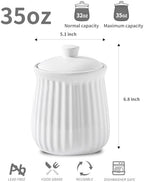 Hasense Kitchen Storage Containers, 35 oz Kitchen Canister with Airtight Lids, Cookie Candy Jar for Coffee Beans, Tea-leave, Sugar, Salt, Flour, Spice, Coffee Container, Housewarming Gift, White - Image 2