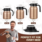 Insulated Coffee Carafe, 34 oz, Keeps Hot for 12H, Copper - Image 4