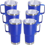 20 oz Tumbler with Handle and Lid Insulated Travel Coffee Mug DarkBlue 6P by ATQTQ