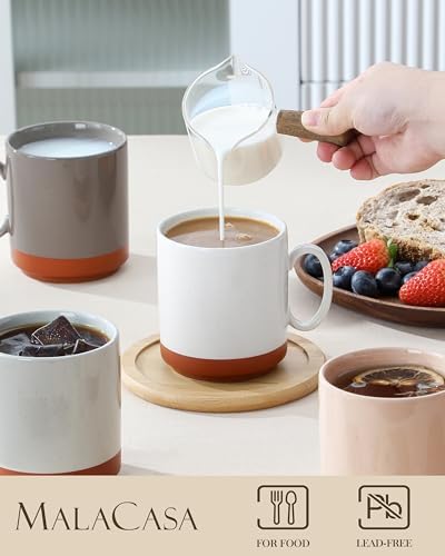 MALACASA 12oz Ceramic Coffee Mugs Set of 4, Multicolor - Image 3