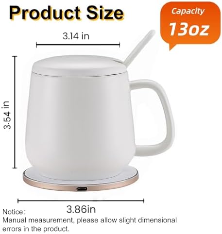 Smart Temperature Control Mug, 13 Oz Premium Ceramic Coffee Cup with 15W Wireless Charger, Charges Phones, Ceramic White - Image 2
