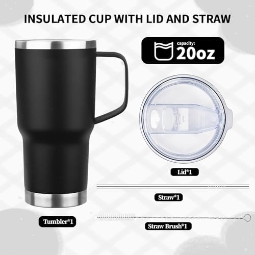 20oz Insulated Tumbler with Handle Stainless Steel Travel Coffee Mug with Lid and Straw Double Wall Vacuum Leak-proof Reusable Thermal Water Cup for Hot and Cold Drinks (Multicolor-4,4 Pack) - Image 6