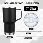 20oz Insulated Tumbler with Handle Stainless Steel Travel Coffee Mug with Lid and Straw Double Wall Vacuum Leak-proof Reusable Thermal Water Cup for Hot and Cold Drinks (Multicolor-4,4 Pack) - Image 6