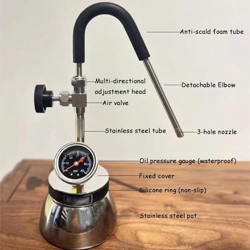 Outdoor Milk Frother with Air Pressure Gauge,3-Hole Steam Nozzle - Image 5