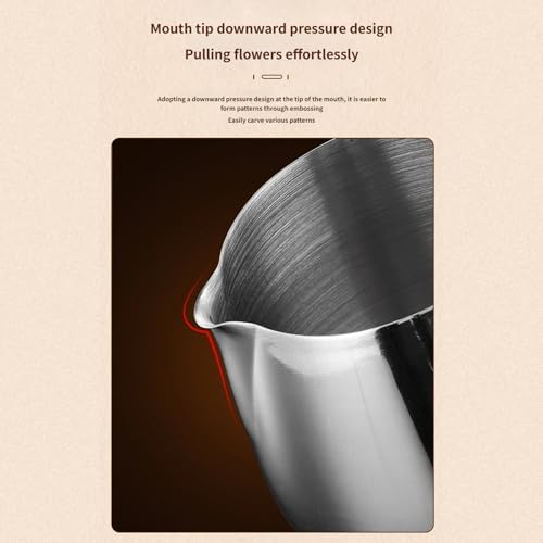 Ergonomic Handle Stainless Steel Frother Pitcher 300/420 / 600ML Milk Frothing Cup for Crafting Latte Art Hot Chocolate Coffee Frother Pitcher with Ergonomic Handle - Image 6