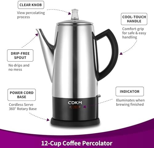 Electric Percolator 12-Cup coffee pot keep warm function - Image 2