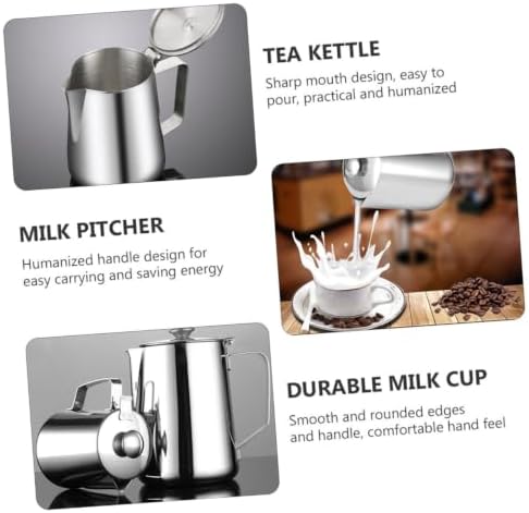 Luxshiny 20 oz Milk Frothing Pitcher, Stainless Steel 600ml Milk Can Coffee Frothing Cup Milk Jug Coffee Cup Used to Make Cappuccino Latte - Image 6