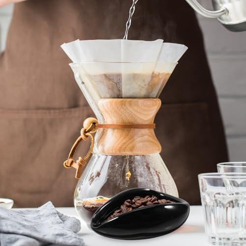 Tea Vessel Ceramic Coffee Bean Dosing Cup Coffee Bean Weight Tray Container Coffee Bean Measuring Cup Spoon Flower Loose Tea Scoop Coffee Bar Organizer Chinese Tea Ceremony Accessories (Black) - Image 7