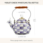 MACKENZIE-CHILDS Whistling Tea Kettle, Purple-and-White Violet Check - Image 4