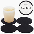 Graf Lantz - Bierfilzl Merino Wool Round Coasters Set of 4 - Black (4" Circles) - Absorbs 30% of Weight - German Wool - Heat Resistant, Sustainable, & Reusable - Home Decor & Coffee Table Decor by GrafLantz