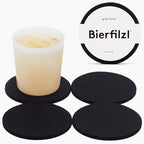 Graf Lantz - Bierfilzl Merino Wool Round Coasters Set of 4 - Black (4" Circles) - Absorbs 30% of Weight - German Wool - Heat Resistant, Sustainable, & Reusable - Home Decor & Coffee Table Decor by GrafLantz
